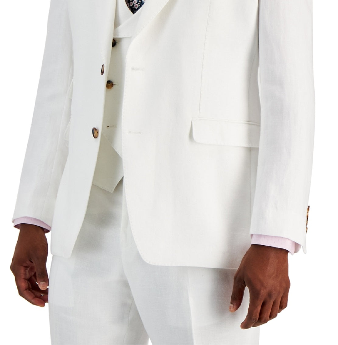 Tayion Collection Men's Classic Fit Solid Suit Jacket White Size 46