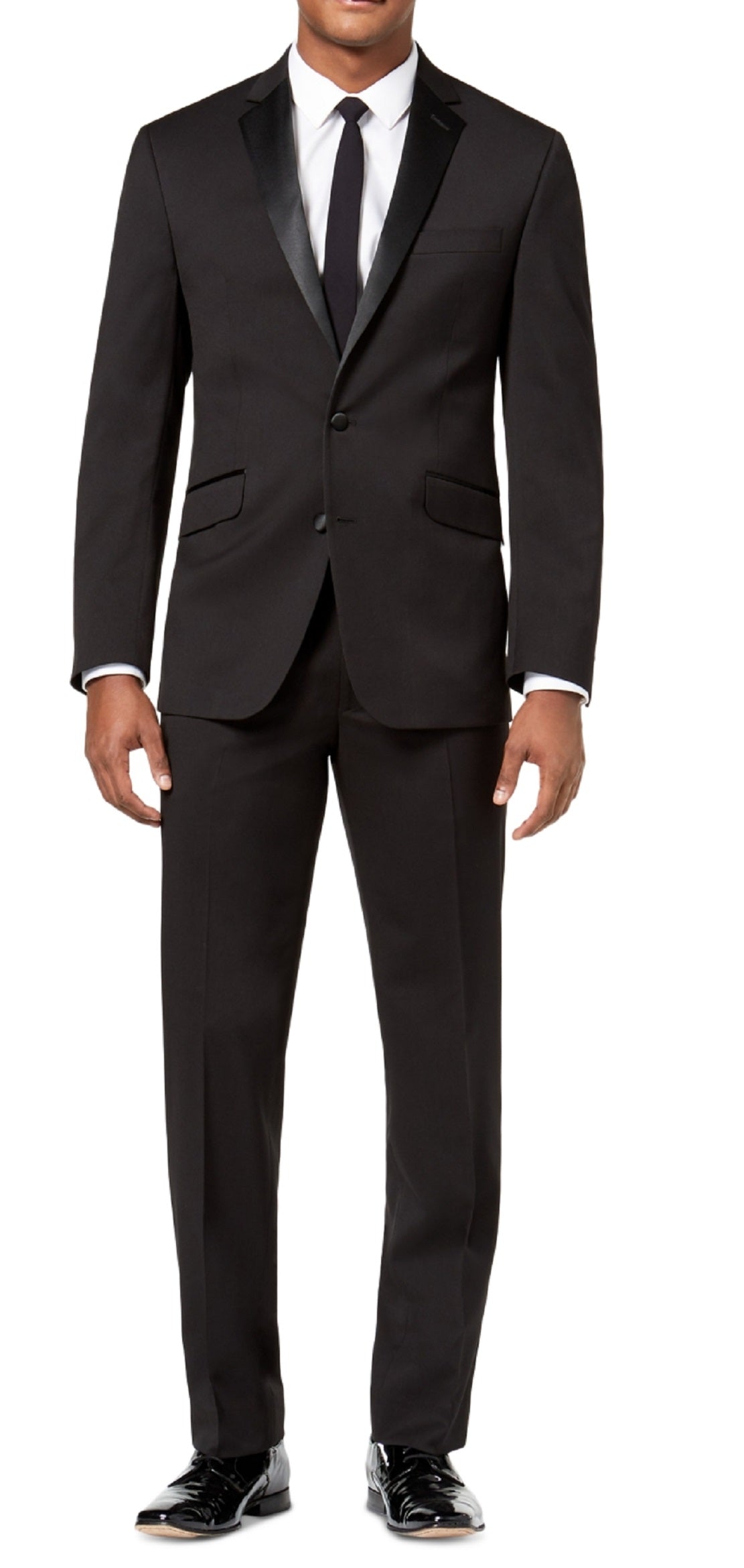 Kenneth Cole Reaction पुरुषों का स्लिम फिट रेडी फ्लेक्स टक्सीडो सूट, काला, साइज़ 36