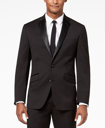 Kenneth Cole Reaction Men's Slim Fit Ready Flex Tuxedo Suit Black Size 38