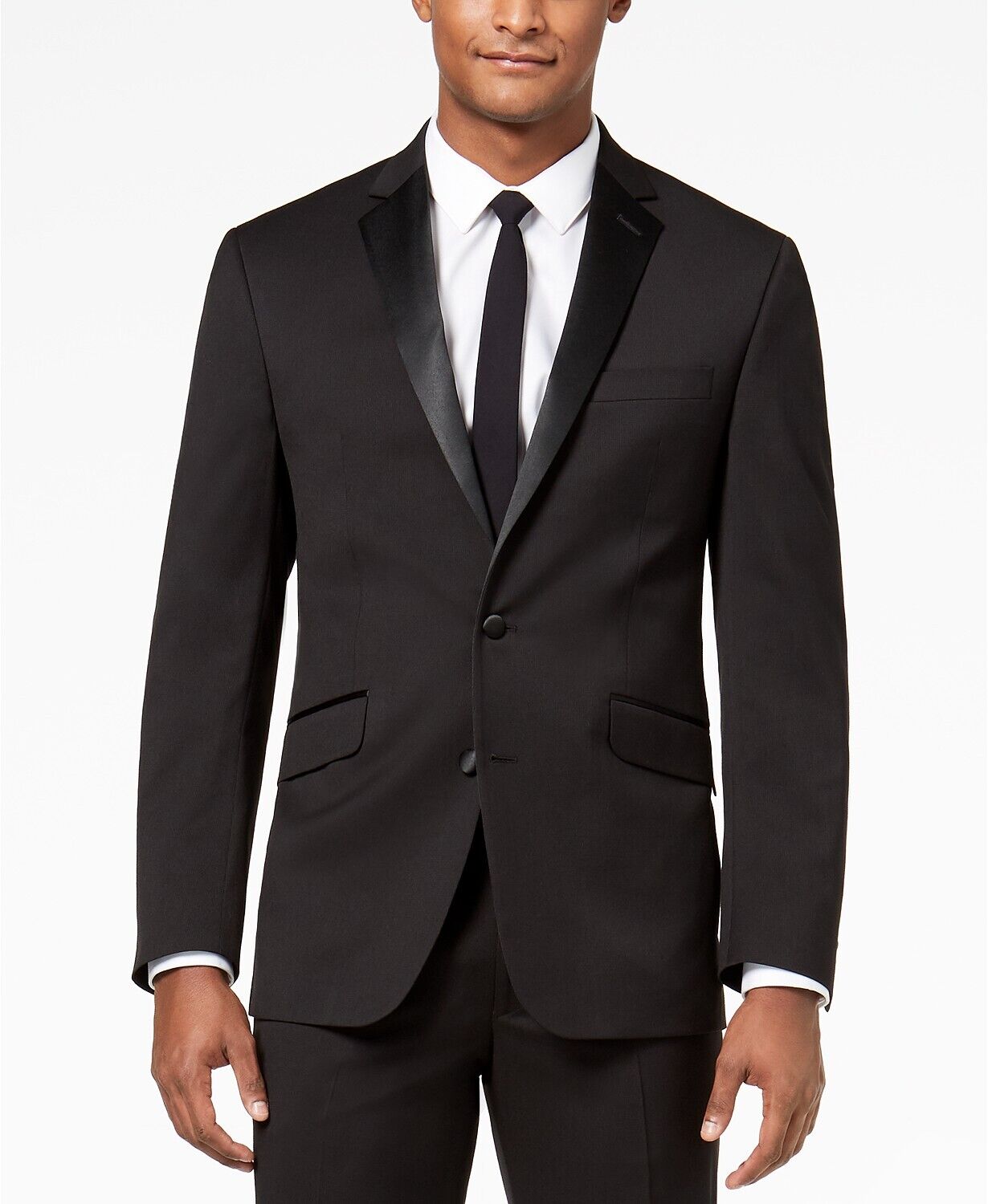 Kenneth Cole Reaction Men's Slim Fit Ready Flex Tuxedo Suit Black Size 42