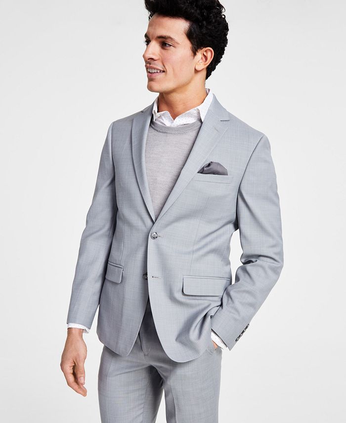 Bar III Men's Skinny Fit Sharkskin Suit Jacket Gray Size 40