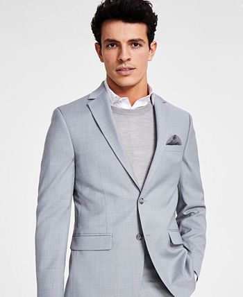 Bar III Men's Skinny Fit Sharkskin Suit Jacket Gray Size 40
