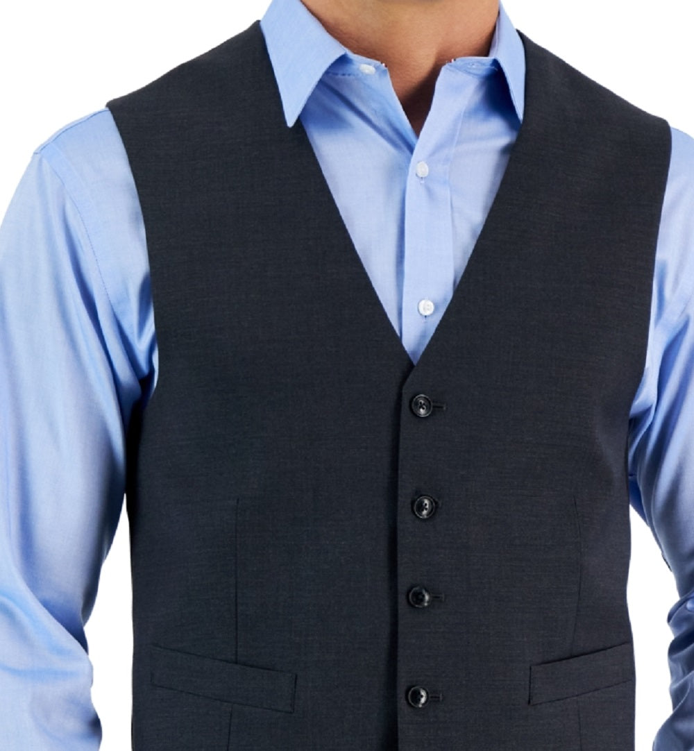 Tommy Hilfiger Men's Modern Fit Th Flex Stretch Solid Suit Vest Black Size X-Large