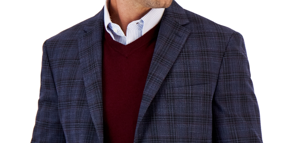 Tommy Hilfiger Men's Modern Fit Check Sport Coat Blue Size 42