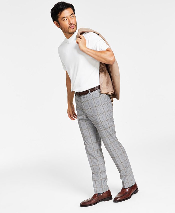 Tommy Hilfiger Men's Modern Fit Th Flex Stretch Patterned Pants Gray Size 30X32