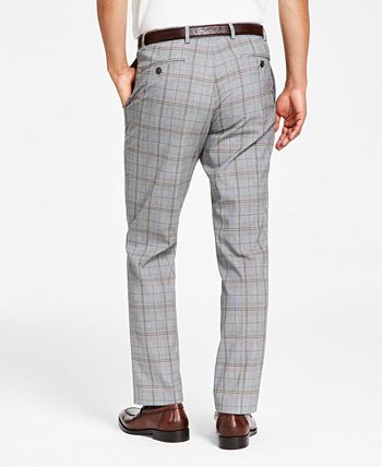 Tommy Hilfiger Men's Modern Fit Th Flex Stretch Patterned Performance Pants Gray Size 42X30