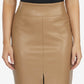 Laundry By Shelli Segal Women's Faux Leather Midi Skirt Brown Size Medium