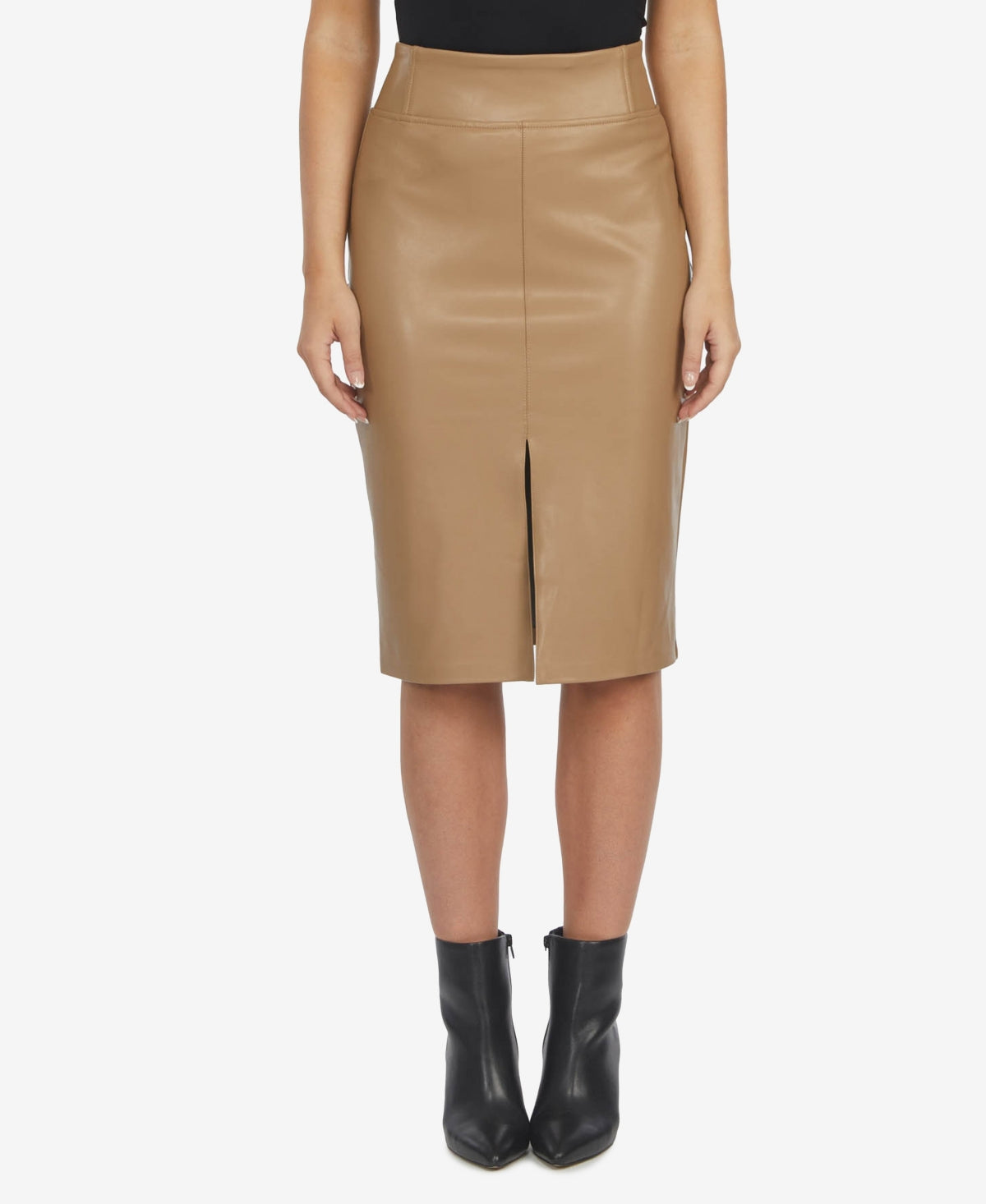 Laundry By Shelli Segal Women's Faux Leather Midi Skirt Brown Size Medium