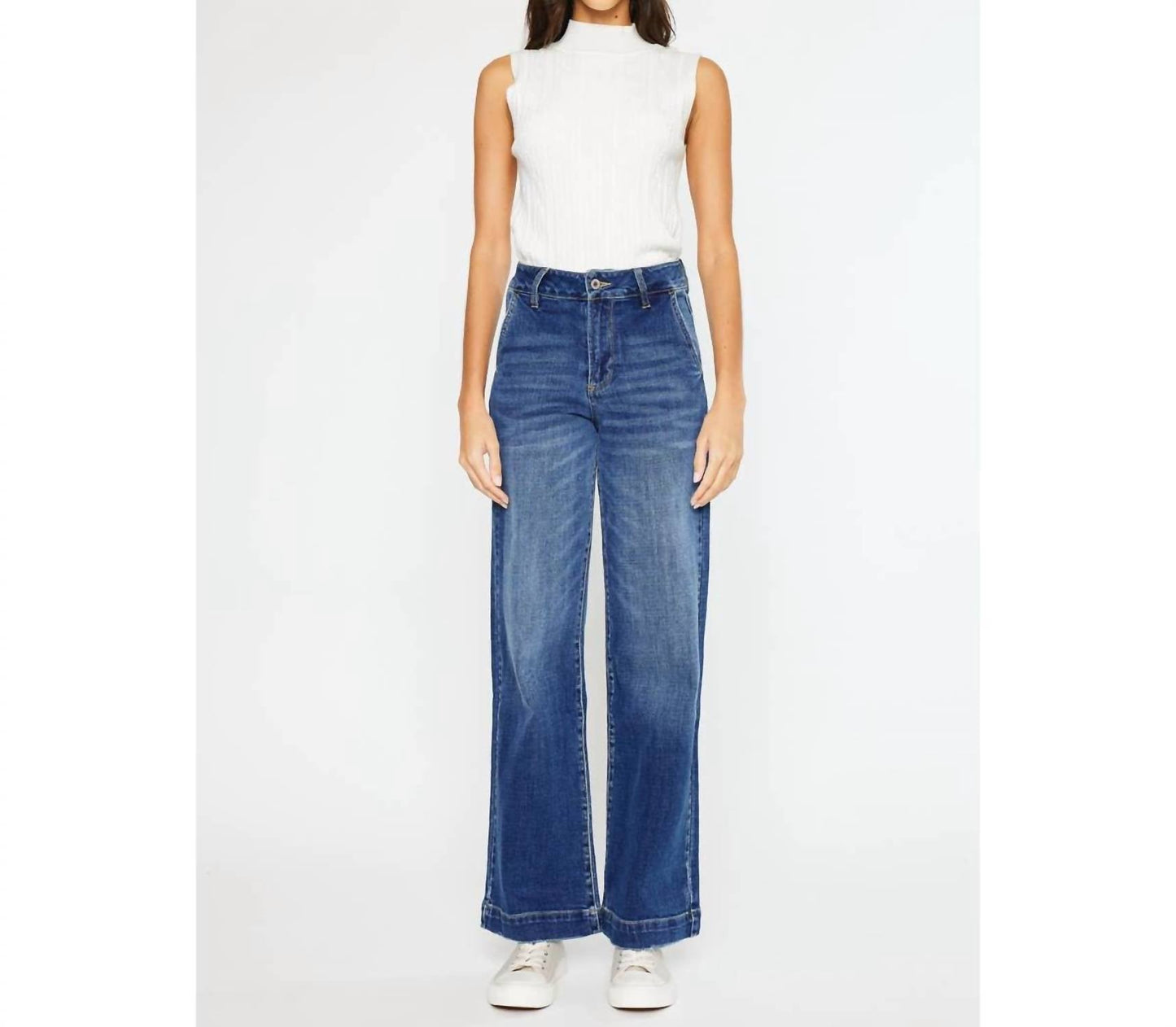 Kancan - High Rise Trouser Wide Leg Jeans