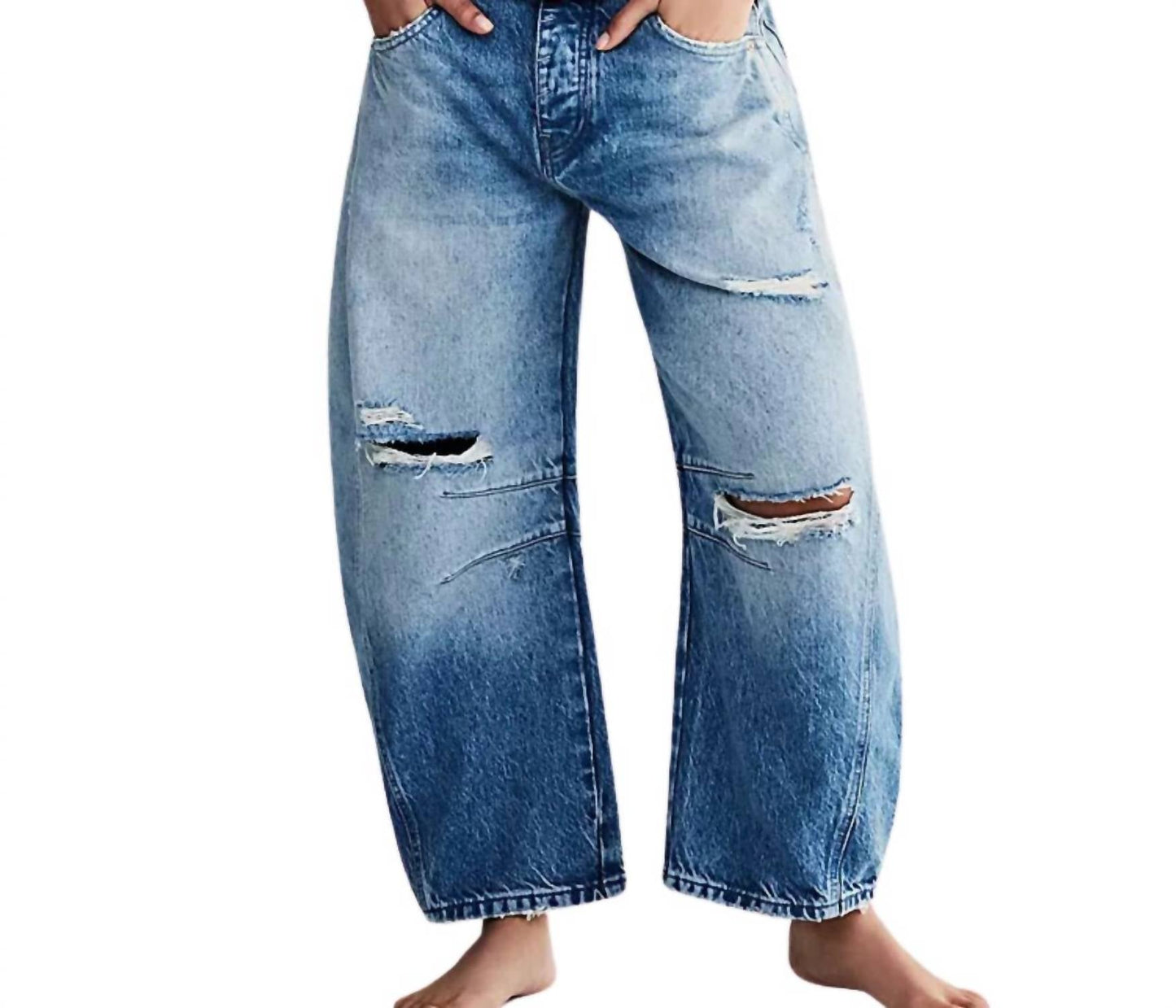 Free People - We The Free Good Luck Mid-Rise Barrel Jeans