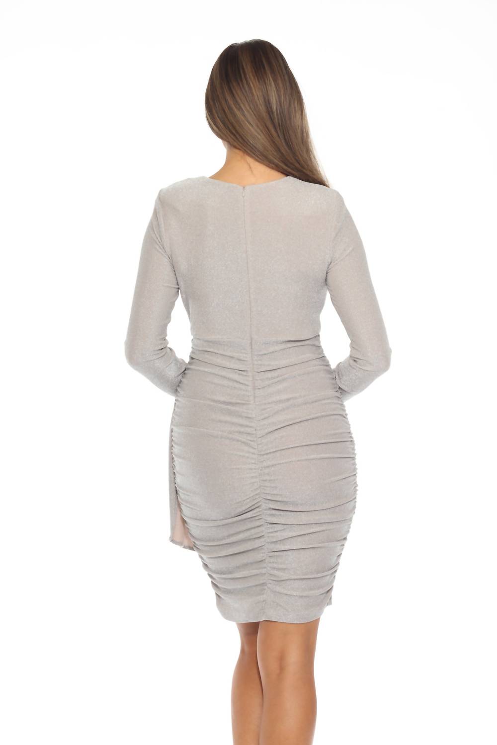 Joseph Ribkoff - Metallic Draped Shirred Sheath Dress