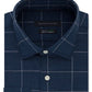 Tommy Hilfiger Men's Slim Fit Non Iron Thflex Stretch Windowpane Check Dress Shirt Blue Size 16.5X32X33