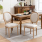 French Style Solid Wood Frame Linen Back Dining Chair Set of 2