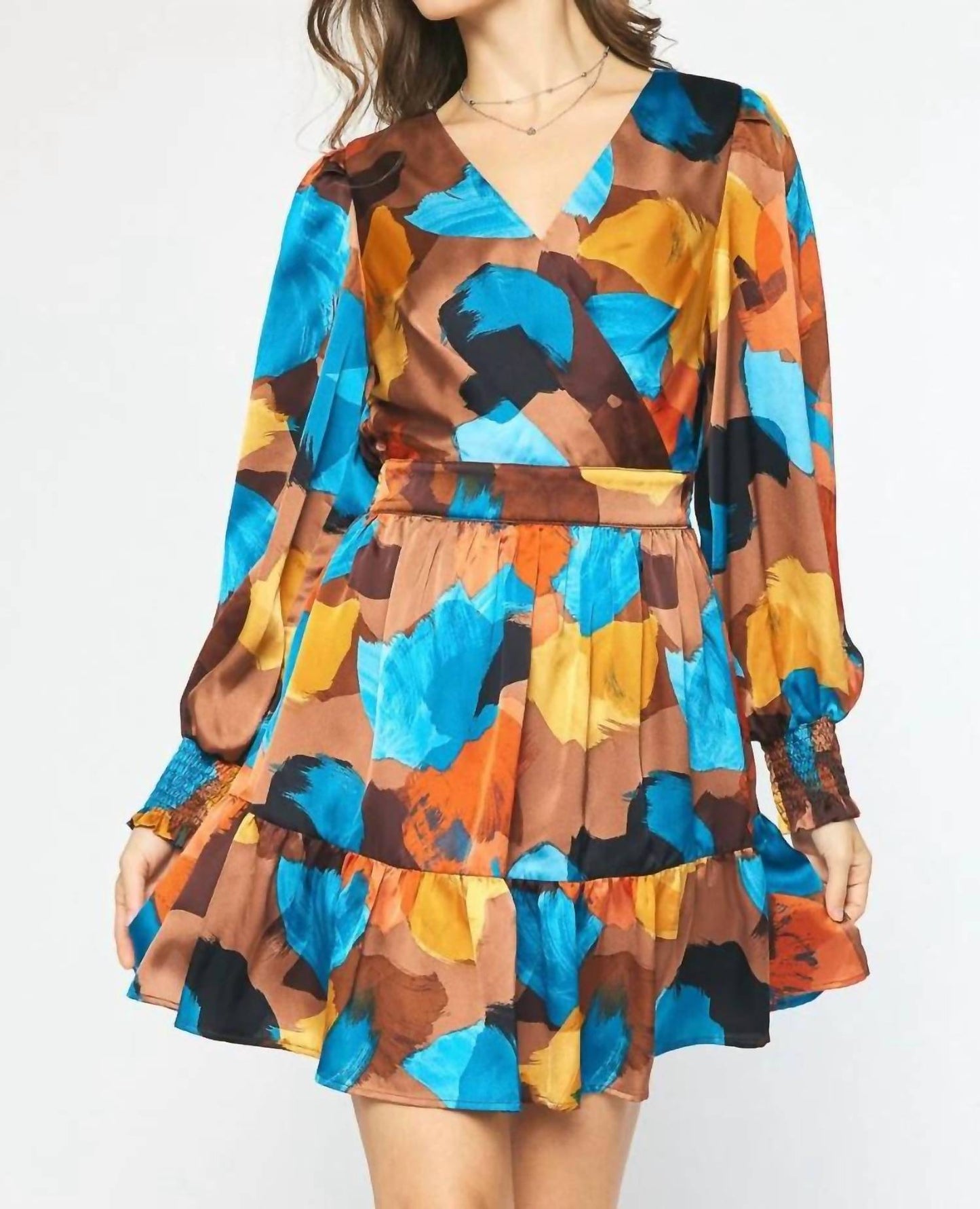 Entro - Printed Long Sleeve Mini Dress