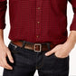 Club Room Men's Checkered Printed Dress Shirt Red Size Medium