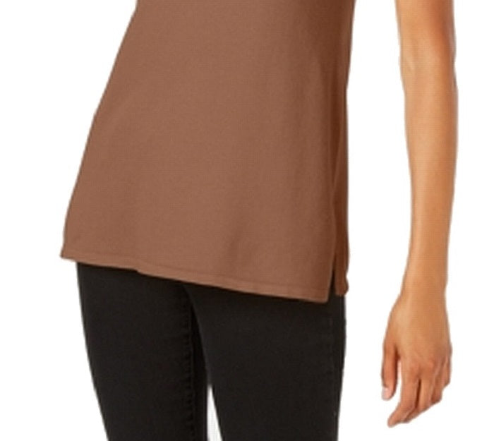 JM Collection Women's Sleeveless Mock Turtleneck Sweater Brown Size Small