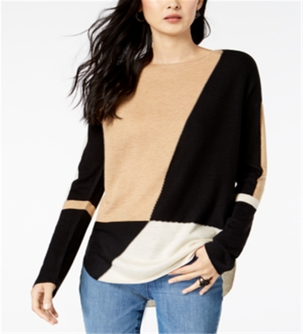 INC International Concepts Women's Colorblocked Sweater Brown Size X-Large