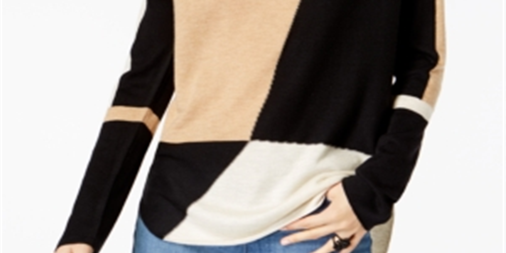 INC International Concepts Women's Colorblocked Sweater Brown Size X-Large