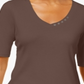 Karen Scott Women's Elbow Sleeve Cotton Top Brown Size Medium