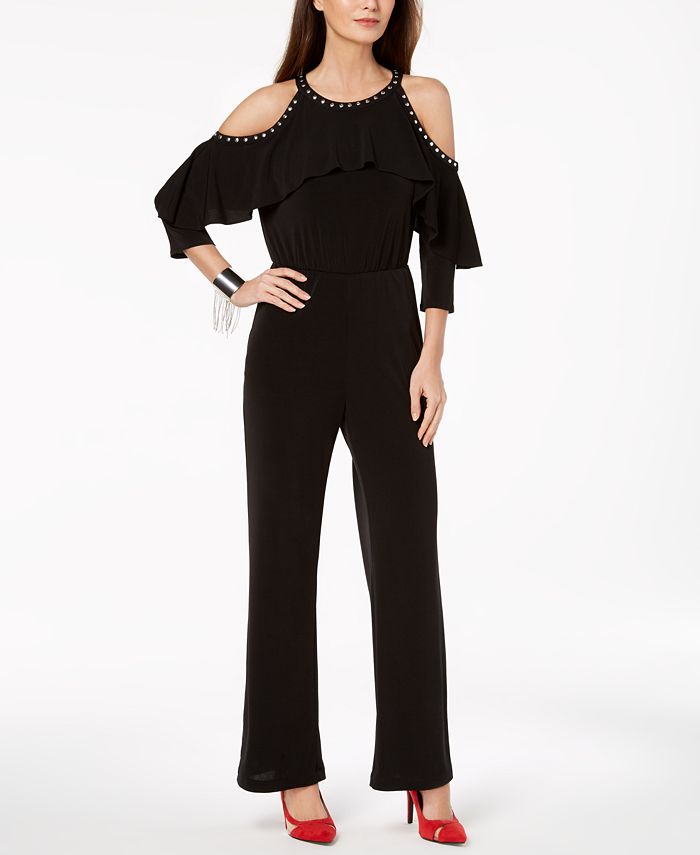 Thalia Sodi Women's Cold Shoulder Jumpsuit Black Size X-Large