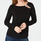 INC International Concepts Women's Triple Ring Pullover Blouse Black Size Small