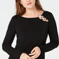INC International Concepts Women's Triple Ring Pullover Blouse Black Size Small