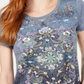 Style & Co Women's Embellished Handkerchief Hem T-Shirt Gray Size Petite Small