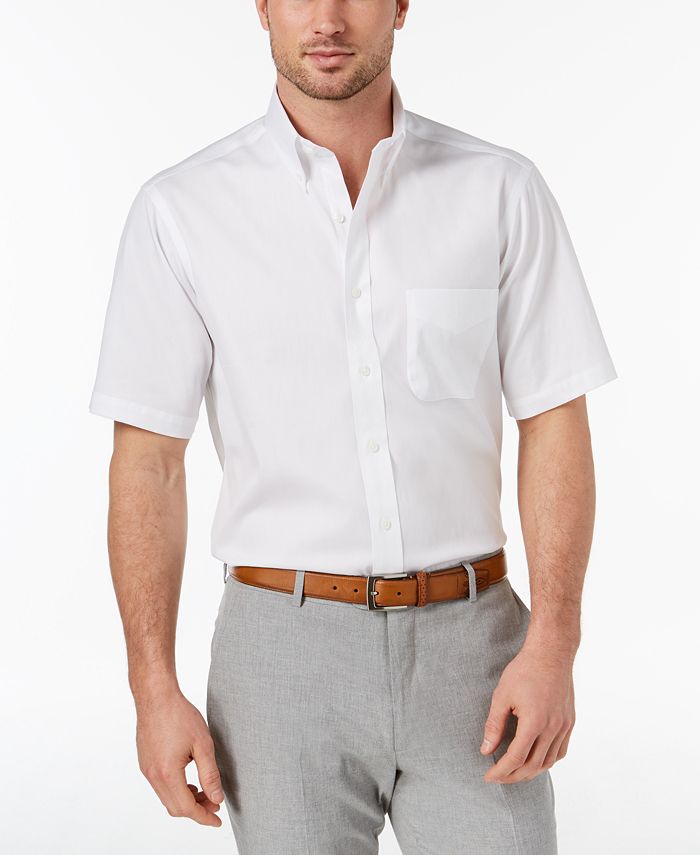Club Room Men's Regular Fit Wrinkle Resistant Oxford Dress Shirt White Size 18