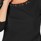 Karen Scott Women's Cotton Lace Through Neck Top Black Size Small