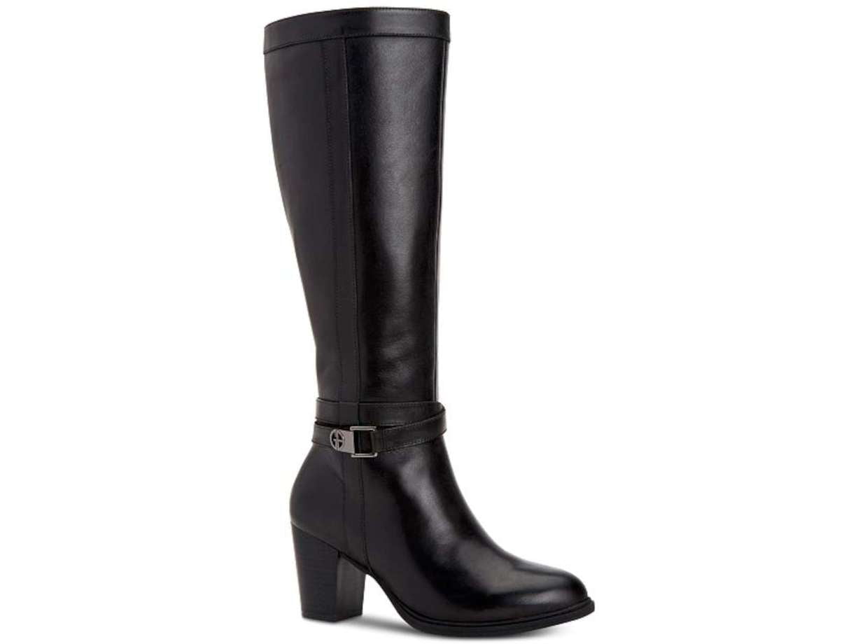 Giani Bernini Women's Rozario Leather Almond Toe Knee High Fashion Boots Black Size 12