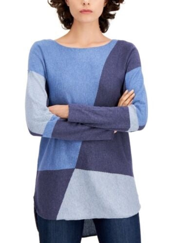 INC International Concepts Women's Colorblocked Sweater Blue Size Petite XL