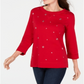 Karen Scott Women's Embellished Sweatshirt Red Size Large