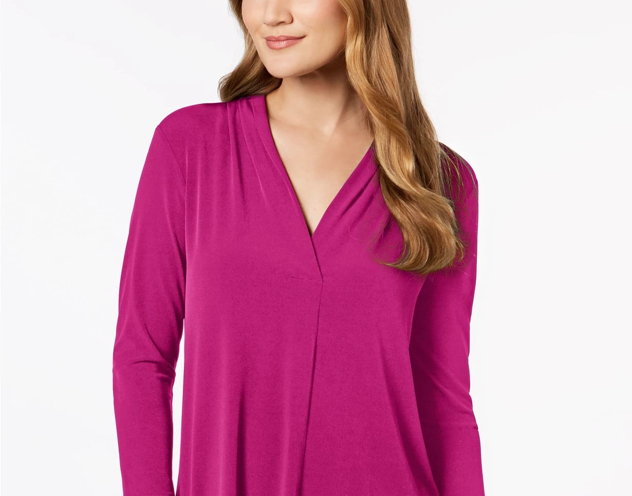 Charter Club Women's Dark Pink V-Neck Top Size Extra Small