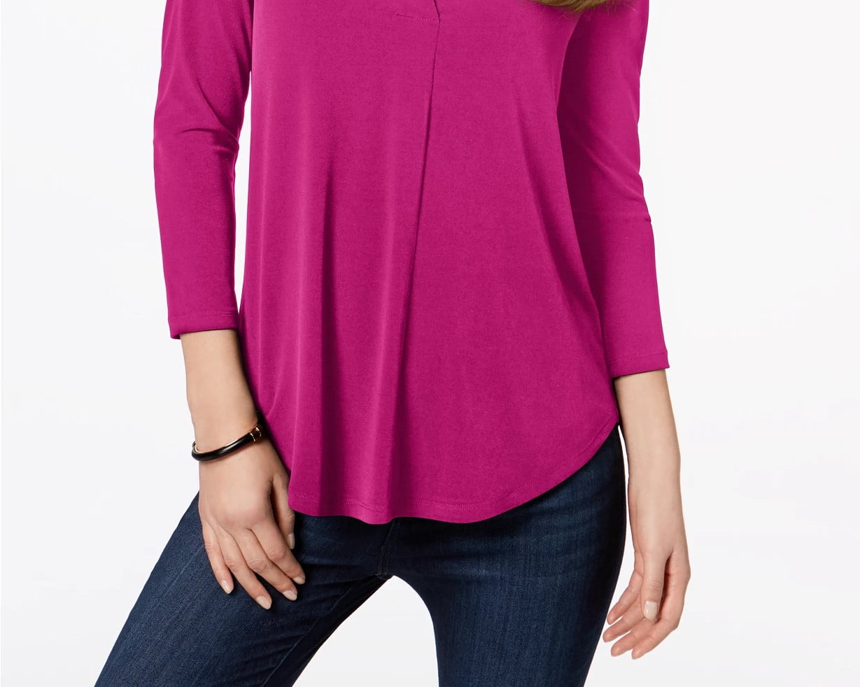 Charter Club Women's Dark Pink V-Neck Top Size Extra Small