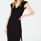 Bar III Women's Ribbed Ruffle Shoulder Sheath Dress Black Size Large
