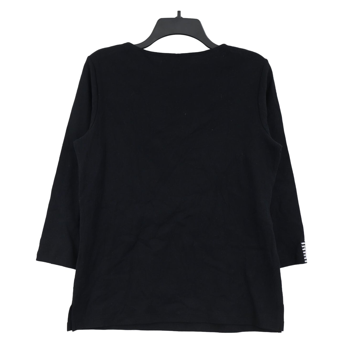 Karen Scott Women's Neck Inset Cotton Grommet Top Black Size Medium