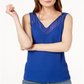 INC International Concepts Women's Illusion Trim Tank Top Blue Size Petite Small