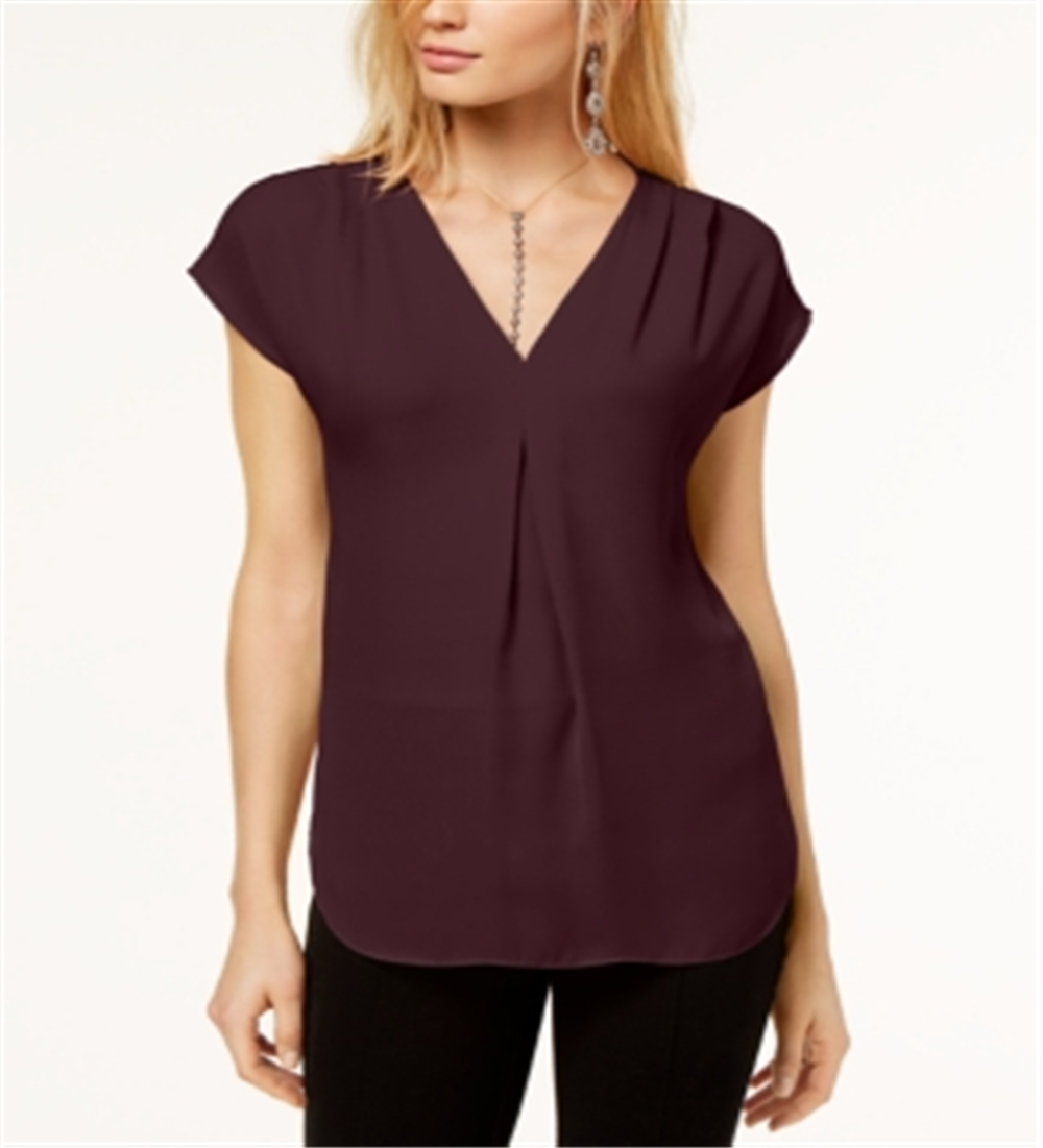 INC International Concepts Women's Inverted Pleat Pullover Blouse Wine Size XX-Large