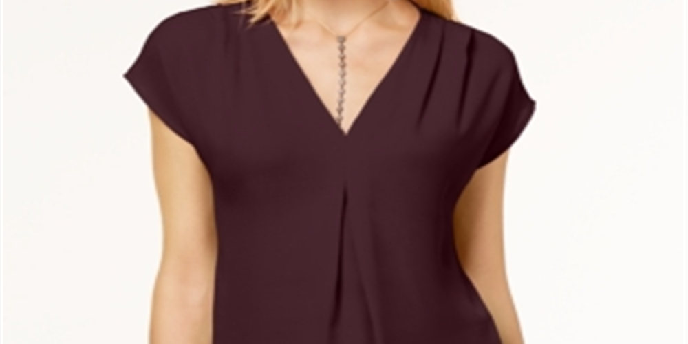 INC International Concepts Women's Inverted Pleat Pullover Blouse Wine Size XX-Large