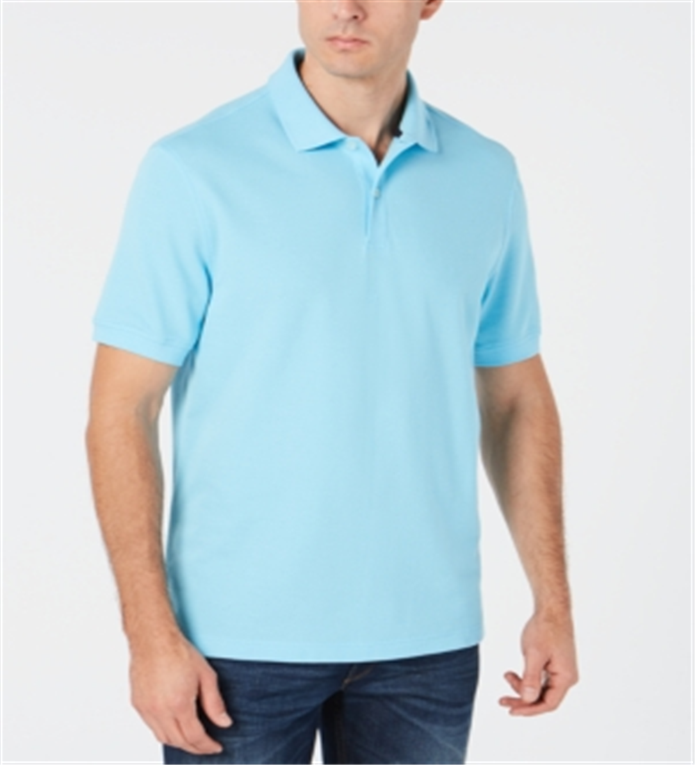 Club Room Men's Polo Classic Fit Stretch Shirt Blue Size Large