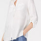 Charter Club Women's Linen Button Front Shirt White Size Petite X-Large