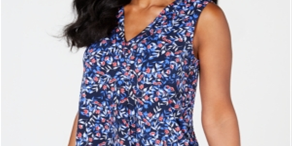 Charter Club Women's Dolman Sleeve Paisley Print Top Blue Size X-Large
