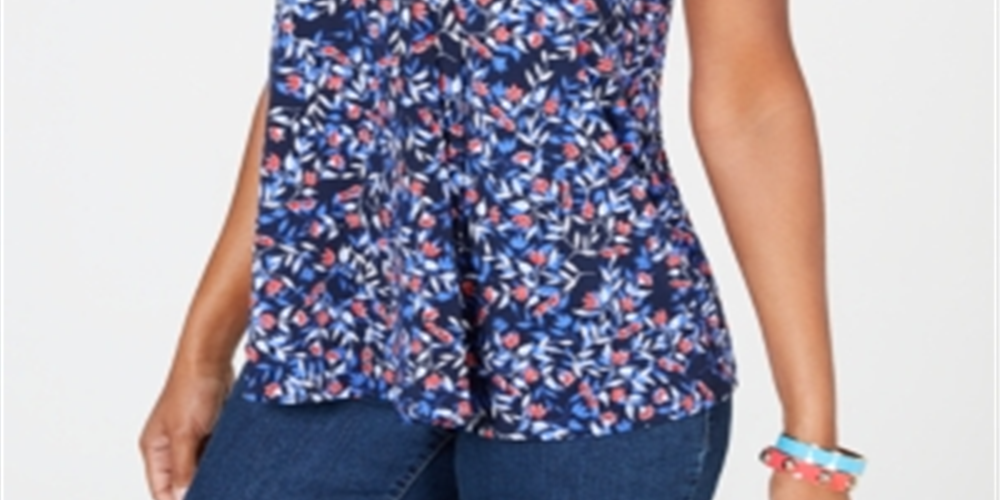 Charter Club Women's Dolman Sleeve Paisley Print Top Blue Size X-Large