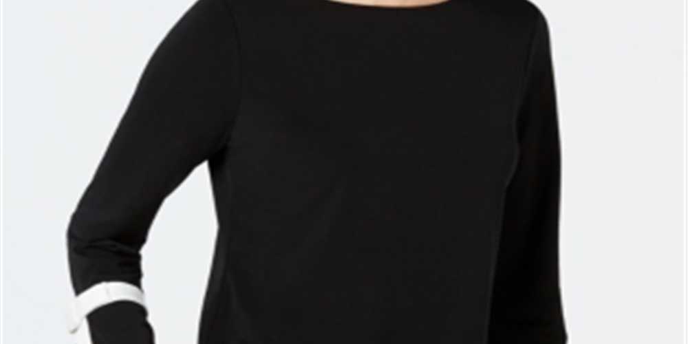 Charter Club Women's Tie Detail Sweater Black Size Petite L