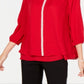 JM Collection Women's Jeweled Tiered Hem Blouse Red Size Large