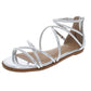 Material Girl Women's Westley Mirrored Strappy Flat Sandals Gray Size 9 M