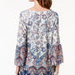 Style & Co Women's Printed Flare Sleeve Blouse White Size X-Small