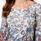 Style & Co Women's Printed Flare Sleeve Blouse White Size X-Small
