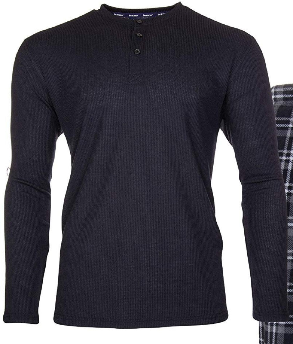 Isotoner Signature Men's Sleep Thermal Top Pant Set Black Size X-Large