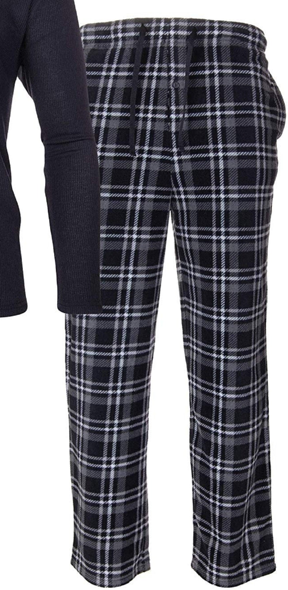 Isotoner Signature Men's Sleep Thermal Top Pant Set Black Size X-Large